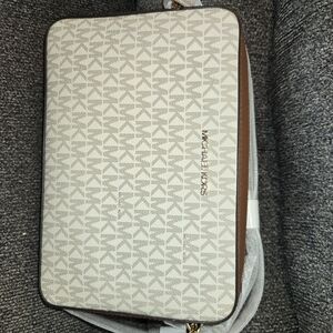 Michael Kors Tan and White  Messenger Bag